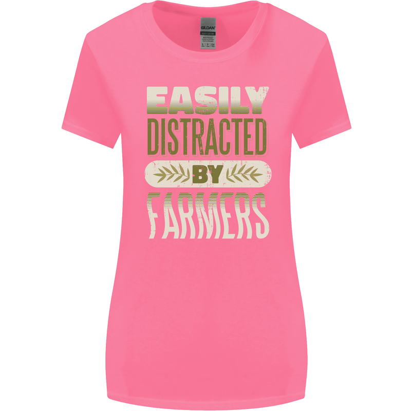 Easily Distracted Farmers Farming Womens Wider Cut T-Shirt Azalea