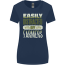 Easily Distracted Farmers Farming Womens Wider Cut T-Shirt Navy Blue