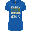 Easily Distracted Farmers Farming Womens Wider Cut T-Shirt Royal Blue