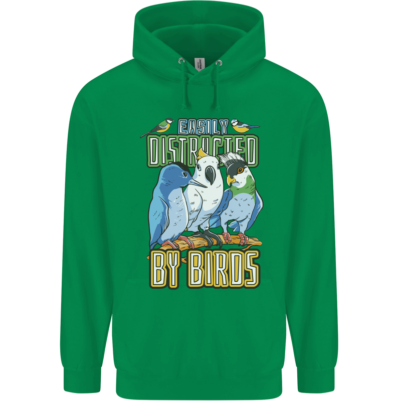 Easily Distracted by Bird Watching Childrens Kids Hoodie Irish Green