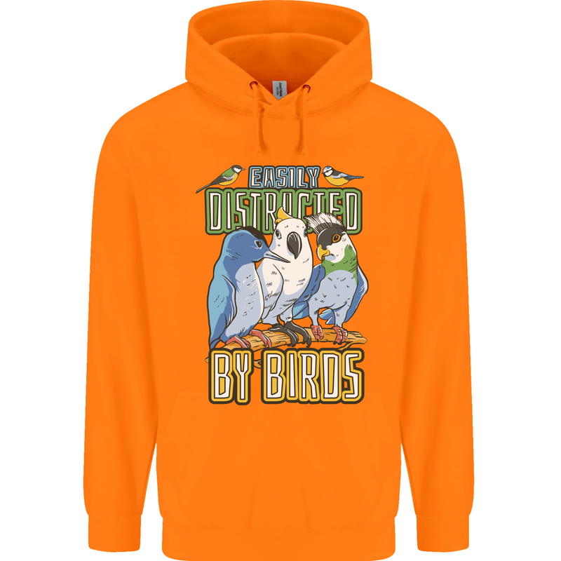 Easily Distracted by Bird Watching Childrens Kids Hoodie Orange
