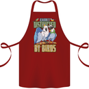 Easily Distracted by Bird Watching Cotton Apron 100% Organic Maroon