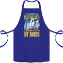 Easily Distracted by Bird Watching Cotton Apron 100% Organic Royal Blue