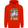 Easily Distracted by Bird Watching Mens 80% Cotton Hoodie Bright Red