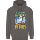 Easily Distracted by Bird Watching Mens 80% Cotton Hoodie Charcoal