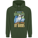 Easily Distracted by Bird Watching Mens 80% Cotton Hoodie Forest Green