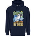 Easily Distracted by Bird Watching Mens 80% Cotton Hoodie Navy Blue