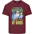 Easily Distracted by Bird Watching Mens Cotton T-Shirt Tee Top Maroon