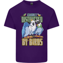 Easily Distracted by Bird Watching Mens Cotton T-Shirt Tee Top Purple