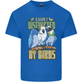Easily Distracted by Bird Watching Mens Cotton T-Shirt Tee Top Royal Blue