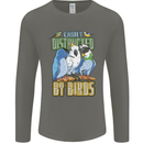 Easily Distracted by Bird Watching Mens Long Sleeve T-Shirt Charcoal