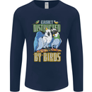 Easily Distracted by Bird Watching Mens Long Sleeve T-Shirt Navy Blue