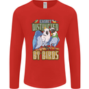 Easily Distracted by Bird Watching Mens Long Sleeve T-Shirt Red