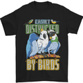Easily Distracted by Bird Watching Mens T-Shirt 100% Cotton Black