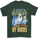 Easily Distracted by Bird Watching Mens T-Shirt 100% Cotton Forest Green