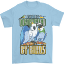 Easily Distracted by Bird Watching Mens T-Shirt 100% Cotton Light Blue