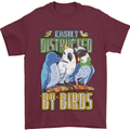 Easily Distracted by Bird Watching Mens T-Shirt 100% Cotton Maroon