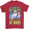 Easily Distracted by Bird Watching Mens T-Shirt 100% Cotton Red