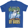 Easily Distracted by Bird Watching Mens T-Shirt 100% Cotton Royal Blue