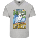 Easily Distracted by Bird Watching Mens V-Neck Cotton T-Shirt Sports Grey