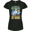 Easily Distracted by Bird Watching Womens Petite Cut T-Shirt Black