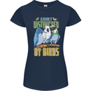 Easily Distracted by Bird Watching Womens Petite Cut T-Shirt Navy Blue