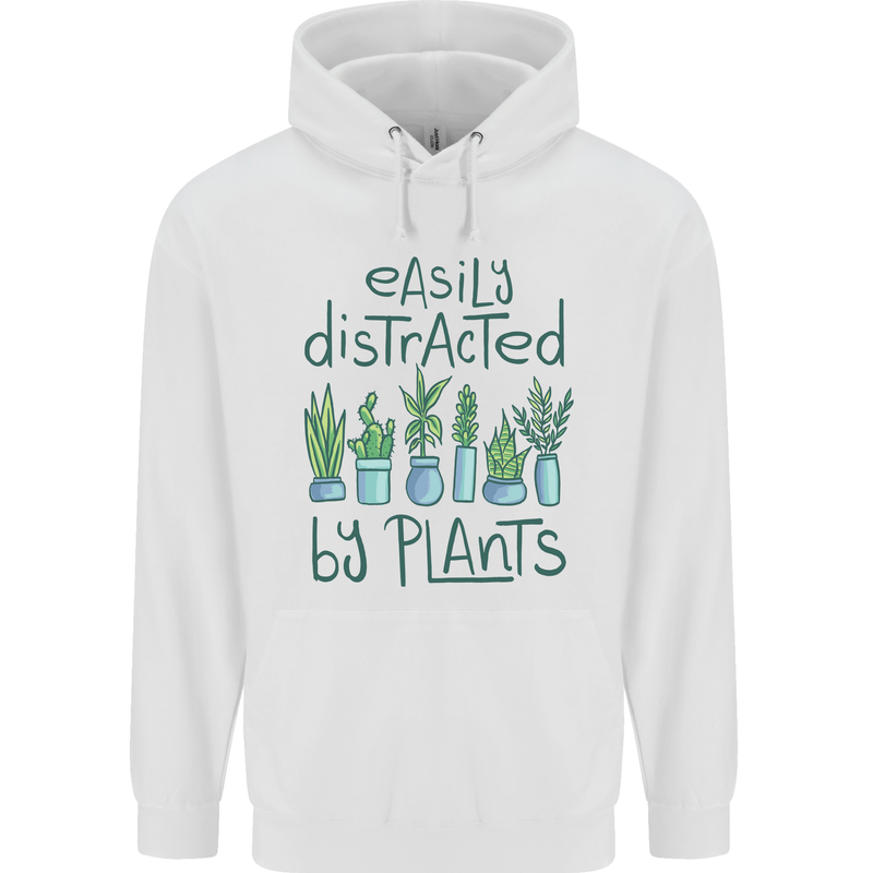 Easily Distracted by Plants Botanist Funny Childrens Kids Hoodie White