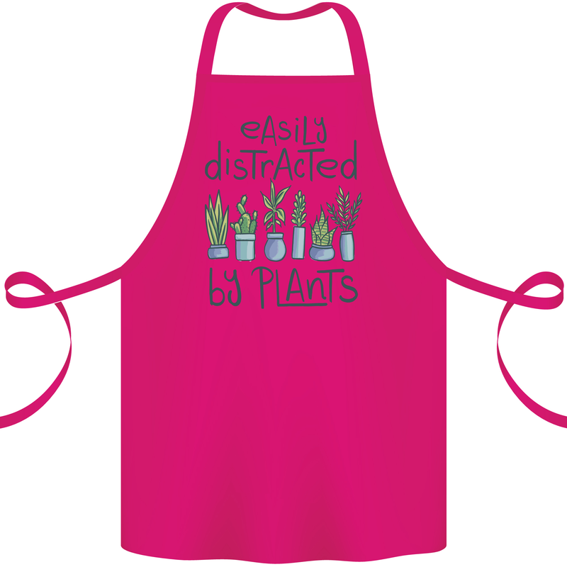 Easily Distracted by Plants Botanist Funny Cotton Apron 100% Organic Pink