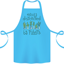 Easily Distracted by Plants Botanist Funny Cotton Apron 100% Organic Turquoise