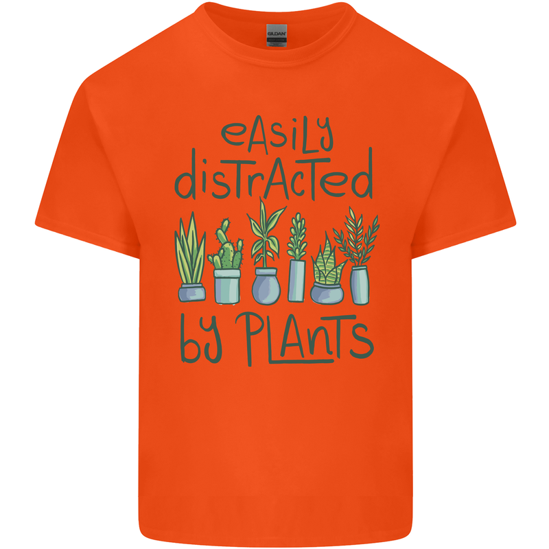 Easily Distracted by Plants Botanist Funny Kids T-Shirt Childrens Orange