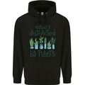 Easily Distracted by Plants Botanist Funny Mens 80% Cotton Hoodie Black