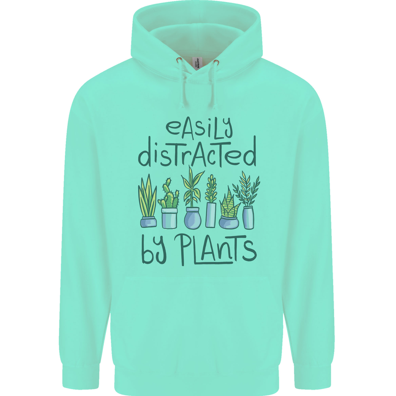 Easily Distracted by Plants Botanist Funny Mens 80% Cotton Hoodie Peppermint