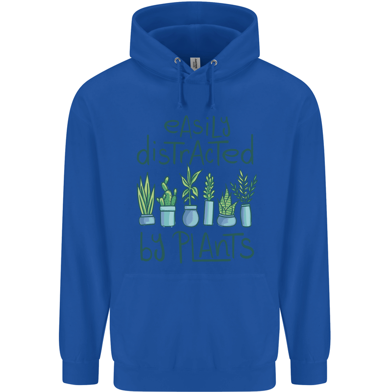 Easily Distracted by Plants Botanist Funny Mens 80% Cotton Hoodie Royal Blue