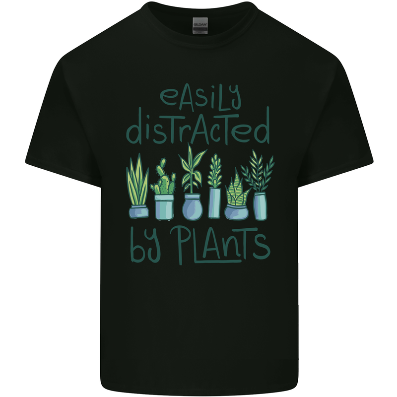 Easily Distracted by Plants Botanist Funny Mens Cotton T-Shirt Tee Top Black