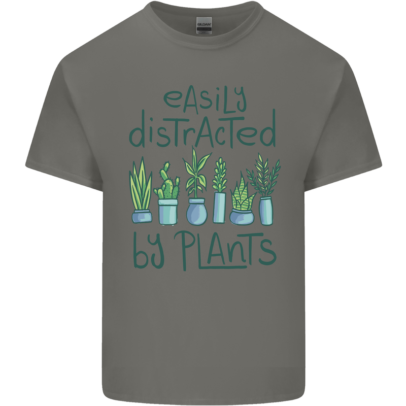 Easily Distracted by Plants Botanist Funny Mens Cotton T-Shirt Tee Top Charcoal