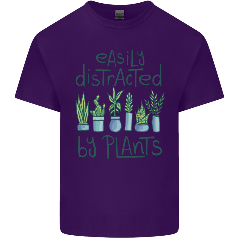 Easily Distracted by Plants Botanist Funny Mens Cotton T-Shirt Tee Top Purple
