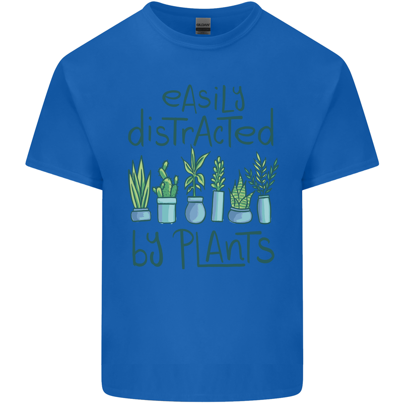 Easily Distracted by Plants Botanist Funny Mens Cotton T-Shirt Tee Top Royal Blue