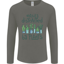 Easily Distracted by Plants Botanist Funny Mens Long Sleeve T-Shirt Charcoal