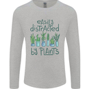 Easily Distracted by Plants Botanist Funny Mens Long Sleeve T-Shirt Sports Grey