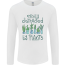 Easily Distracted by Plants Botanist Funny Mens Long Sleeve T-Shirt White
