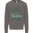 Easily Distracted by Plants Botanist Funny Mens Sweatshirt Jumper Charcoal