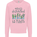 Easily Distracted by Plants Botanist Funny Mens Sweatshirt Jumper Light Pink
