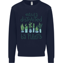 Easily Distracted by Plants Botanist Funny Mens Sweatshirt Jumper Navy Blue