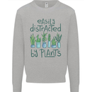 Easily Distracted by Plants Botanist Funny Mens Sweatshirt Jumper Sports Grey