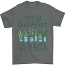 Easily Distracted by Plants Botanist Funny Mens T-Shirt Cotton Gildan Charcoal