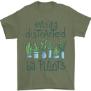 Easily Distracted by Plants Botanist Funny Mens T-Shirt Cotton Gildan Military Green