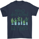 Easily Distracted by Plants Botanist Funny Mens T-Shirt Cotton Gildan Navy Blue