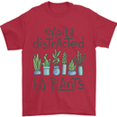 Easily Distracted by Plants Botanist Funny Mens T-Shirt Cotton Gildan Red