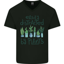 Easily Distracted by Plants Botanist Funny Mens V-Neck Cotton T-Shirt Black