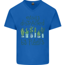 Easily Distracted by Plants Botanist Funny Mens V-Neck Cotton T-Shirt Royal Blue